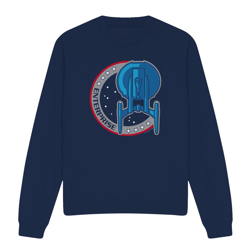 Navy - Front - Star Trek Unisex Adult Enterprise Patch Sweatshirt