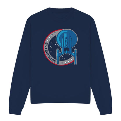 Navy - Front - Star Trek Unisex Adult Enterprise Patch Sweatshirt