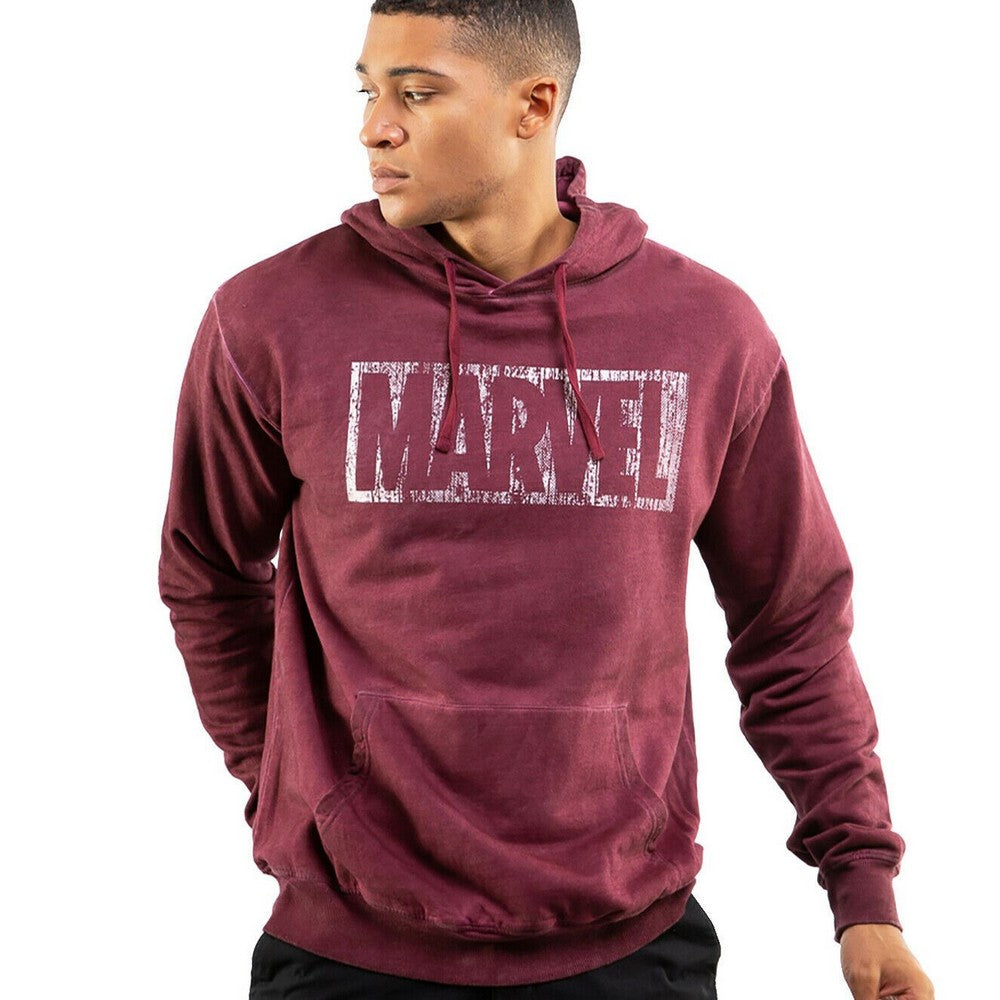Vintage Burgundy - Side - Marvel Mens Box Logo Washed Hoodie