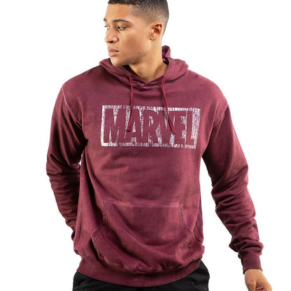 Vintage Burgundy - Side - Marvel Mens Box Logo Washed Hoodie