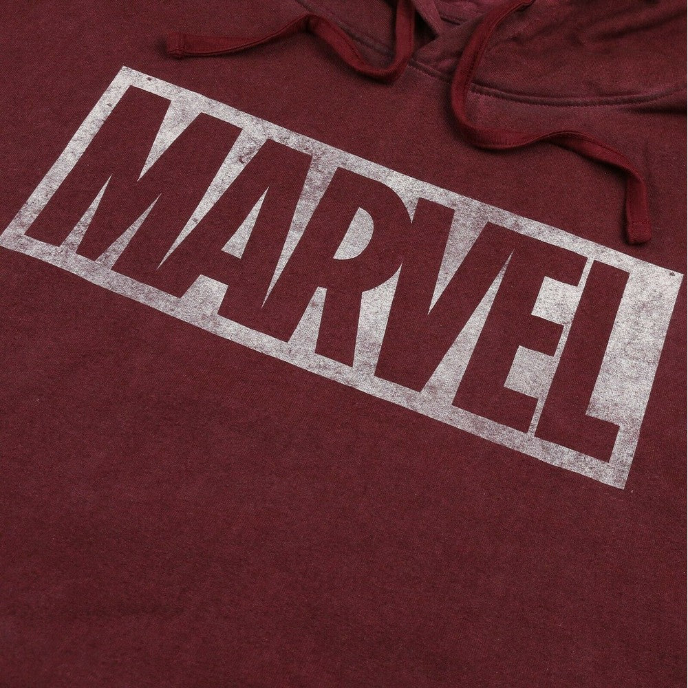 Vintage Burgundy - Lifestyle - Marvel Mens Box Logo Washed Hoodie
