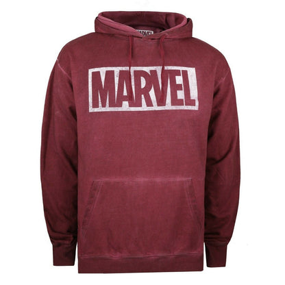 Vintage Burgundy - Front - Marvel Mens Box Logo Washed Hoodie