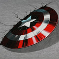 Grey - Side - Captain America Mens Shield Cracked Marl Full Zip Hoodie