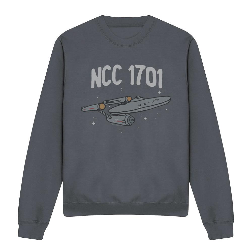 Black - Front - Star Trek Unisex Adult The First Enterprise Sweatshirt