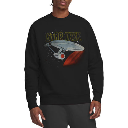 Black - Side - Star Trek Unisex Adult Enterprise Retro Sweatshirt