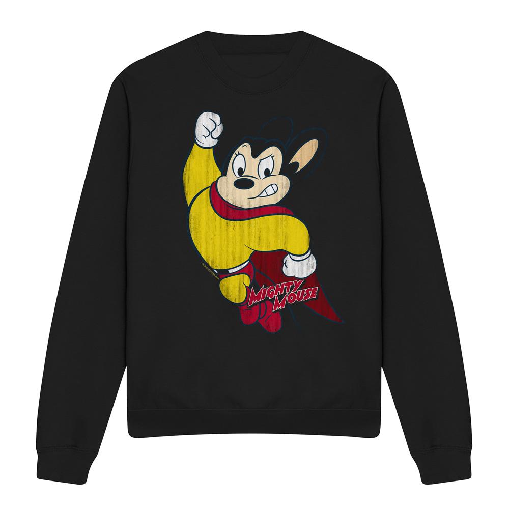 Black - Front - Mighty Mouse Unisex Adult Classic Hero Sweatshirt