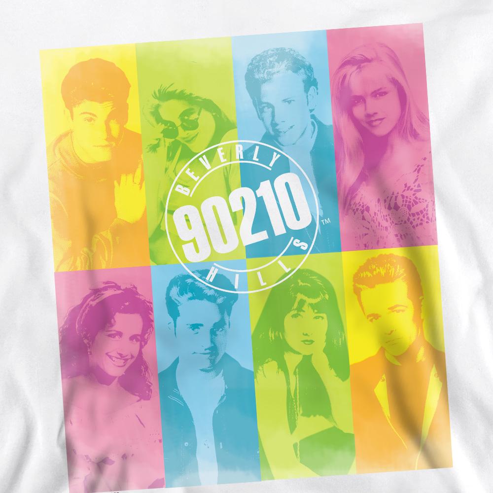 White - Pack Shot - 90210 Unisex Adult Color Block of Friends Sweatshirt