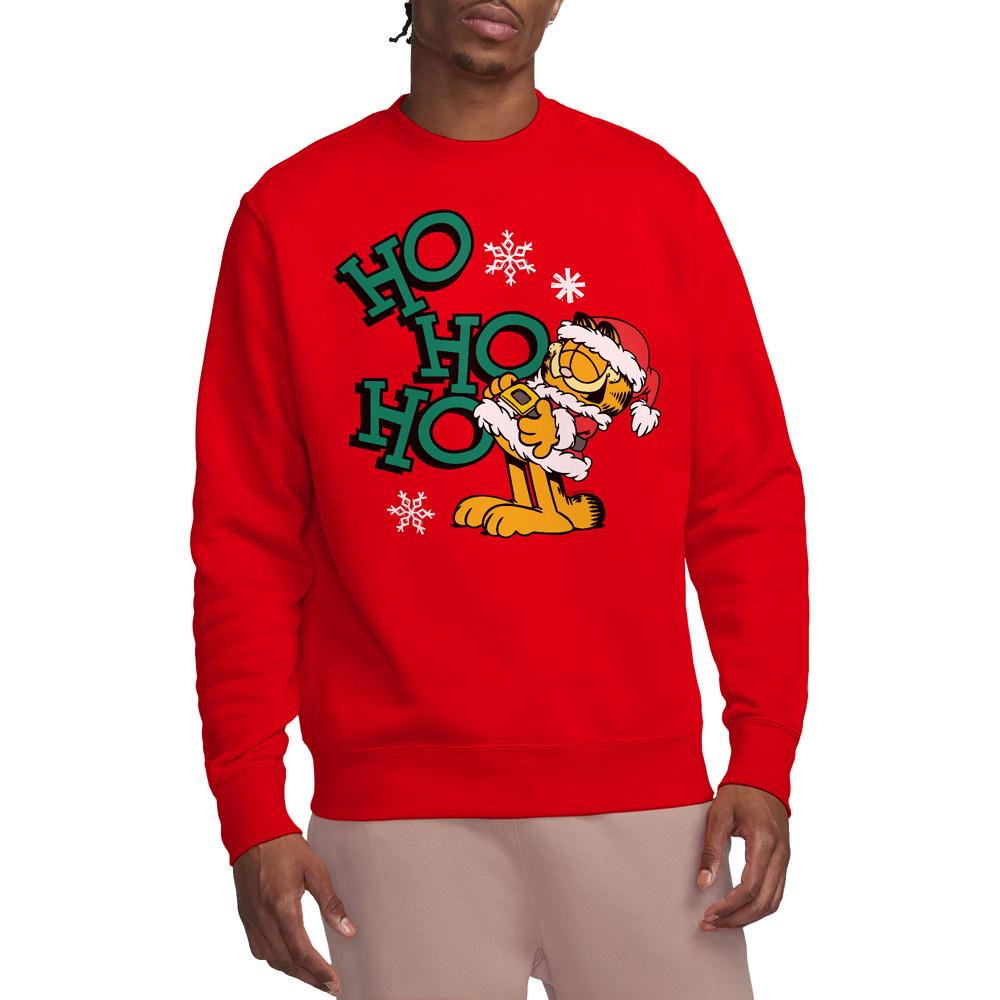 Red - Side - Garfield Unisex Adult Ho Ho Ho Christmas Sweatshirt