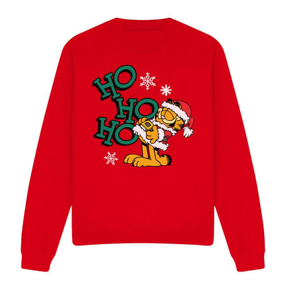 Red - Front - Garfield Unisex Adult Ho Ho Ho Christmas Sweatshirt