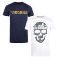 Navy-White - Front - The Goonies Mens Skull T-Shirt (Pack of 2)