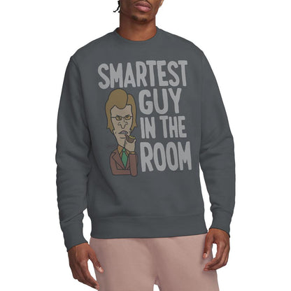 Charcoal - Lifestyle - Beavis & Butthead Unisex Adult Smartest Guy In The Room Sweatshirt