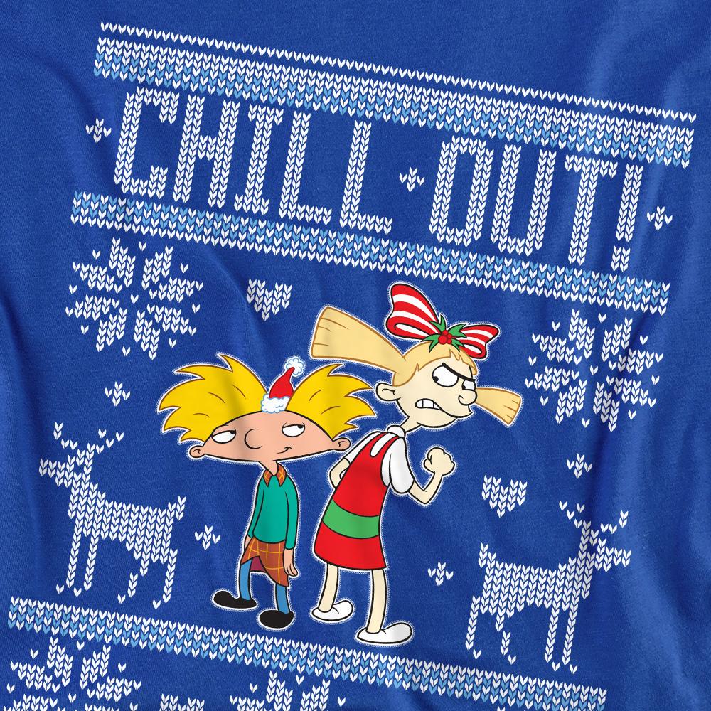Royal Blue - Pack Shot - Hey Arnold! Unisex Adult Chill Out Arnold & Helga Christmas Jumper Sweatshirt