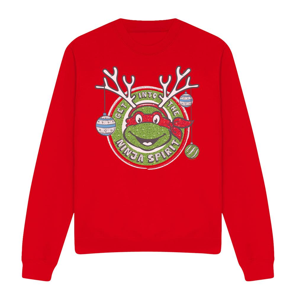 Red - Front - Teenage Mutant Ninja Turtles Unisex Adult Into The Ninja Spirit Christmas Sweatshirt