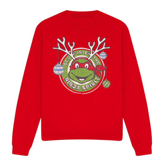 Red - Front - Teenage Mutant Ninja Turtles Unisex Adult Into The Ninja Spirit Christmas Sweatshirt