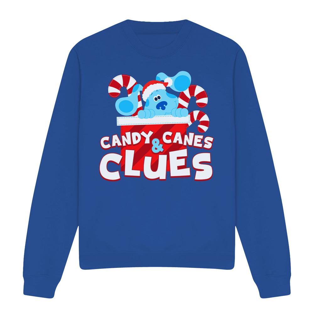 Royal Blue - Front - Blue´s Clues & You! Unisex Adult Clues Candy Canes Christmas Sweatshirt