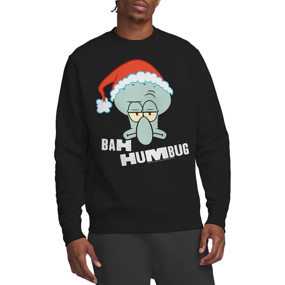 Black - Lifestyle - SpongeBob SquarePants Unisex Adult Bah Humbug Squidward Christmas Sweatshirt