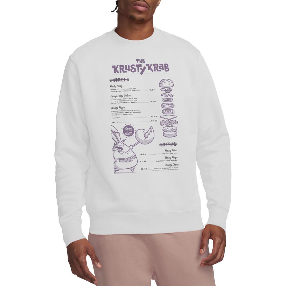 White - Side - SpongeBob SquarePants Unisex Adult Krusty Krab Menu Sweatshirt