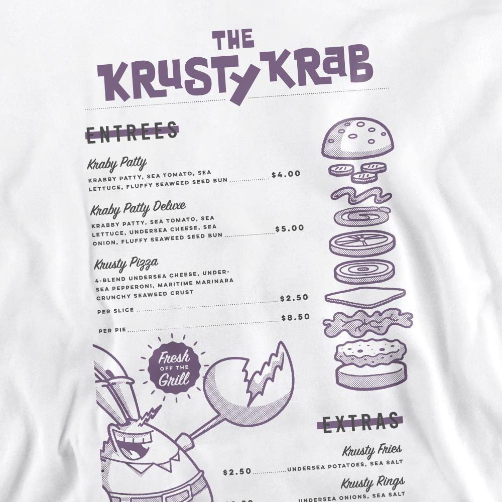White - Pack Shot - SpongeBob SquarePants Unisex Adult Krusty Krab Menu Sweatshirt