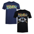 Navy Blue-Black - Front - Back To The Future Mens Distressed Logo T-Shirt (Pack of 2)