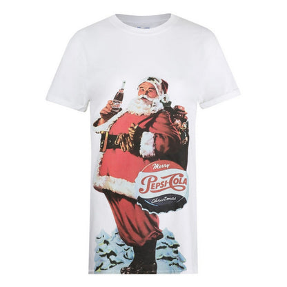 White-Red - Front - Pepsi Womens-Ladies Merry Pepsi Cola Christmas T-Shirt