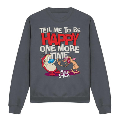 Charcoal - Front - Ren & Stimpy Unisex Adult Tell Me To Be Happy Sweatshirt