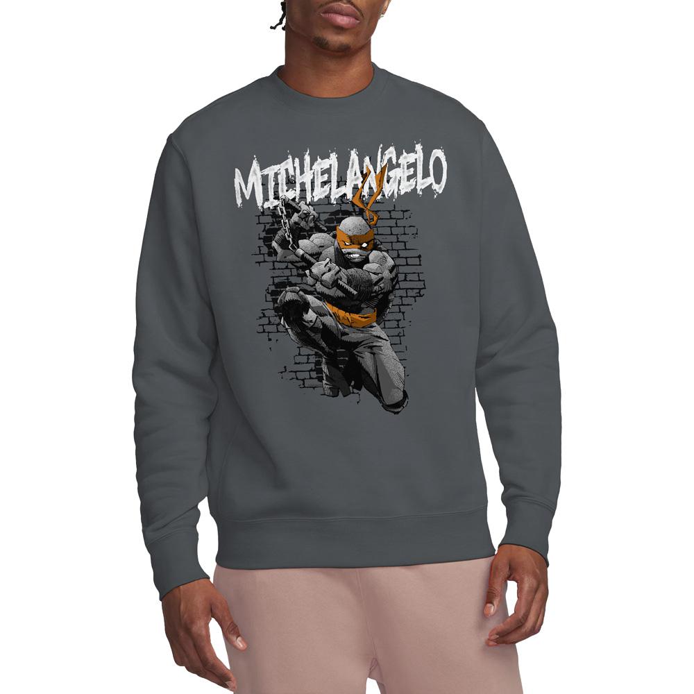 Charcoal - Side - Teenage Mutant Ninja Turtles Unisex Adult Michelangelo Sweatshirt