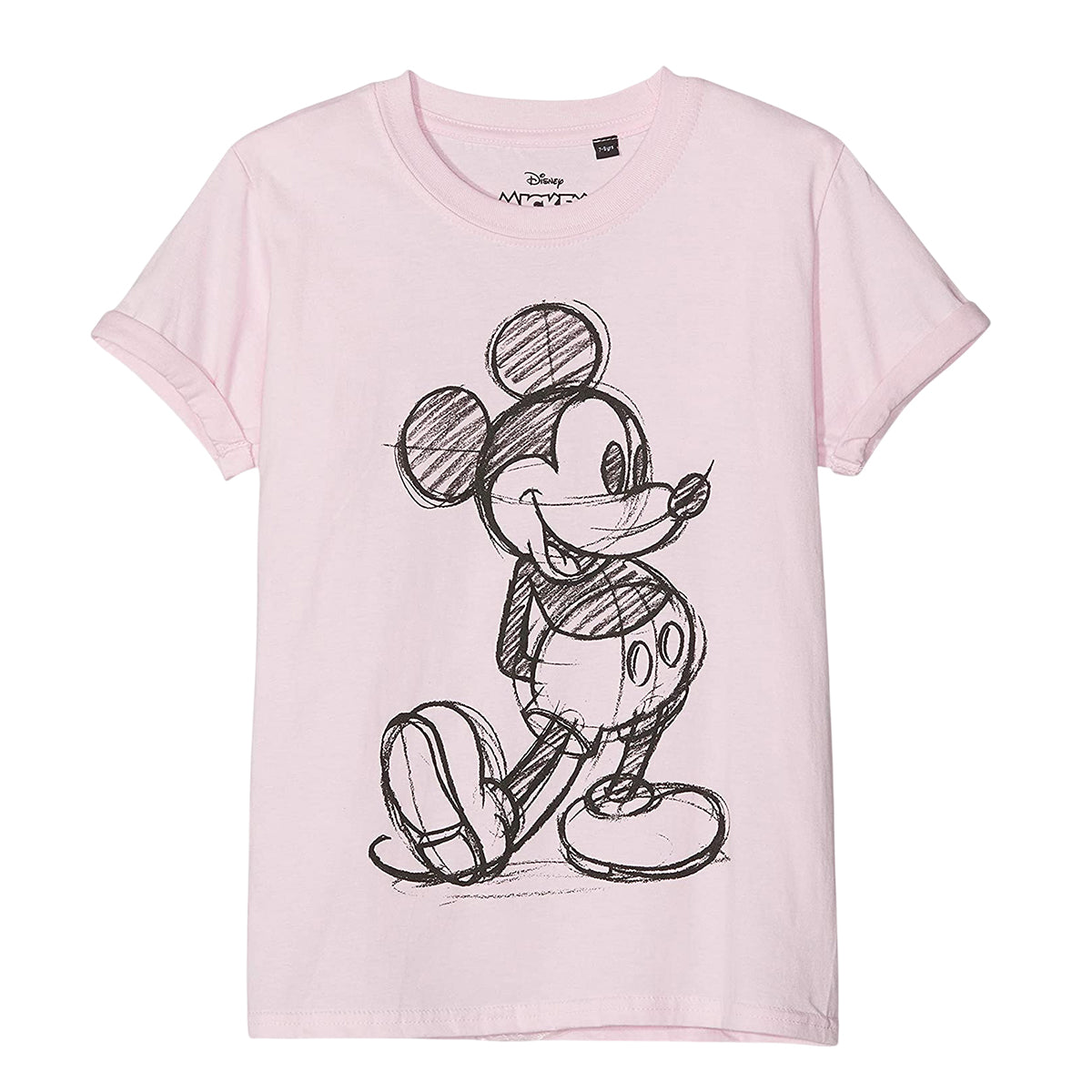 Light Pink - Front - Disney Girls Mickey Mouse Sketch T-Shirt