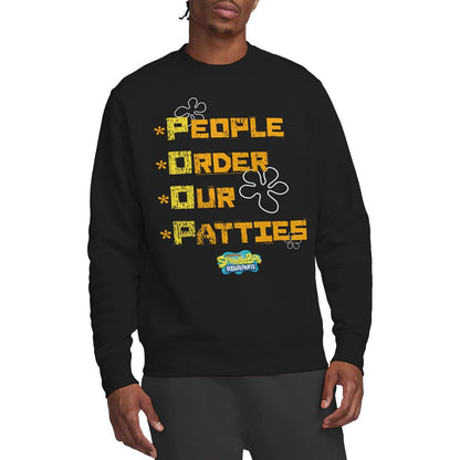 Black - Lifestyle - SpongeBob SquarePants Unisex Adult People Order Our Patties Sweatshirt
