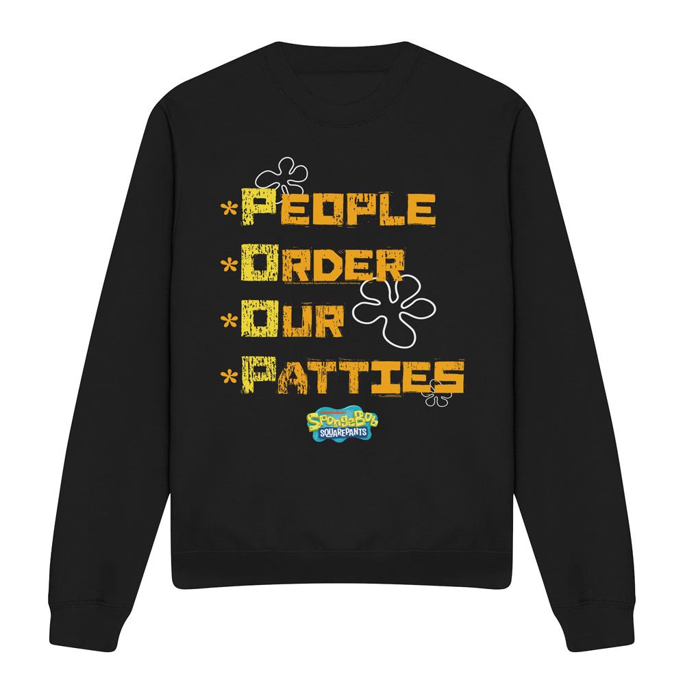 Black - Front - SpongeBob SquarePants Unisex Adult People Order Our Patties Sweatshirt