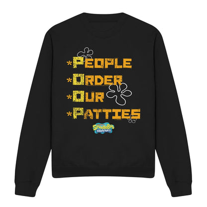 Black - Front - SpongeBob SquarePants Unisex Adult People Order Our Patties Sweatshirt