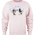 Pale Pink - Front - Disney Womens-Ladies Mickey & Minnie Mouse Cross Stitch Sweatshirt