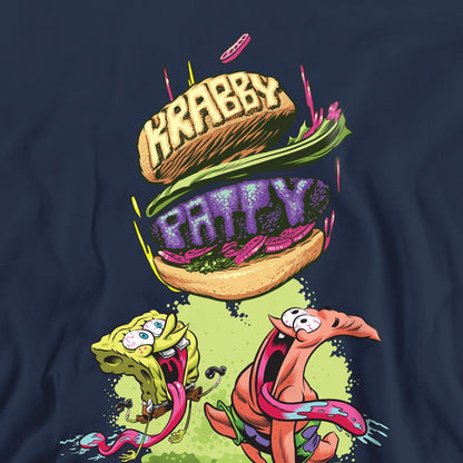 Navy - Pack Shot - SpongeBob SquarePants Unisex Adult Krabby Patty From The Sky Sweatshirt