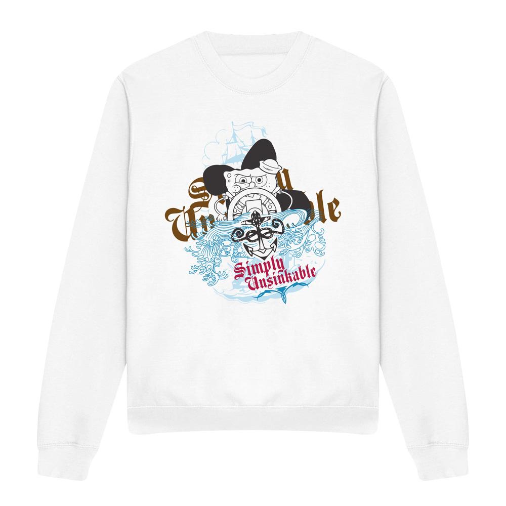 White - Front - SpongeBob SquarePants Unisex Adult Simply Unsinkable Sweatshirt