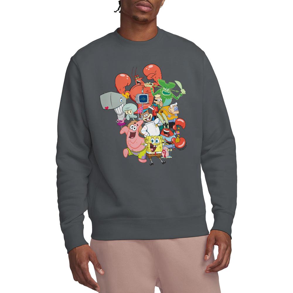 Charcoal - Lifestyle - SpongeBob SquarePants Unisex Adult The Whole Gang Sweatshirt