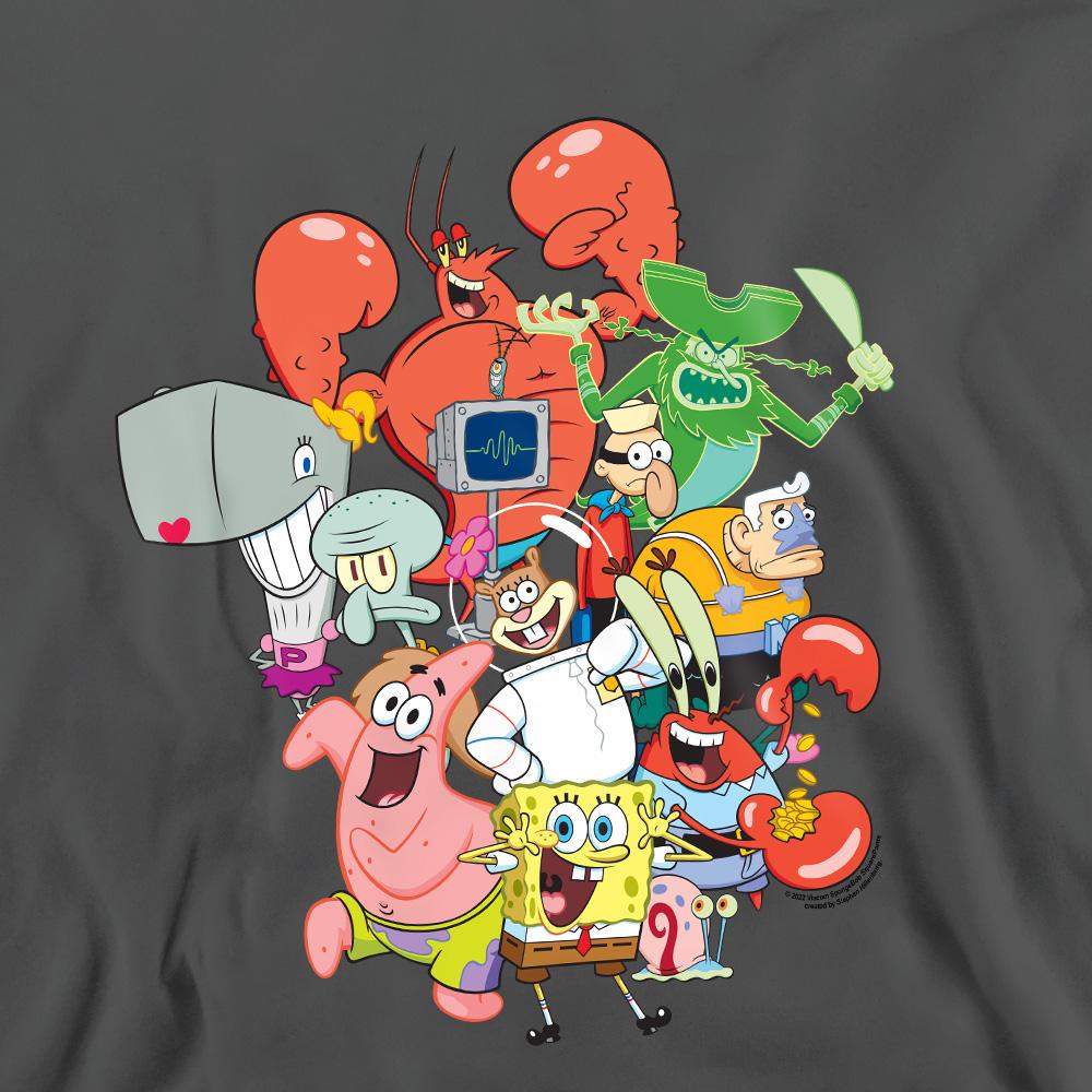 Charcoal - Side - SpongeBob SquarePants Unisex Adult The Whole Gang Sweatshirt