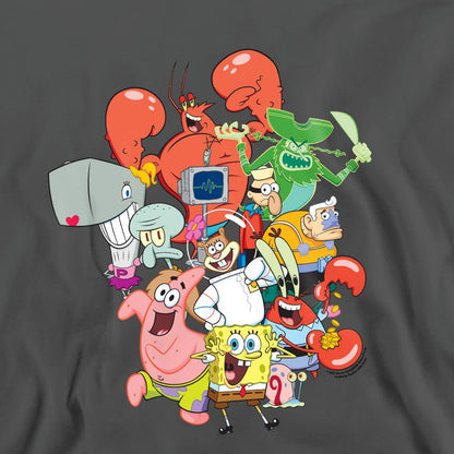 Charcoal - Side - SpongeBob SquarePants Unisex Adult The Whole Gang Sweatshirt