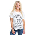 White-Black - Side - Disney Womens-Ladies Mickey Mouse Sketch T-Shirt