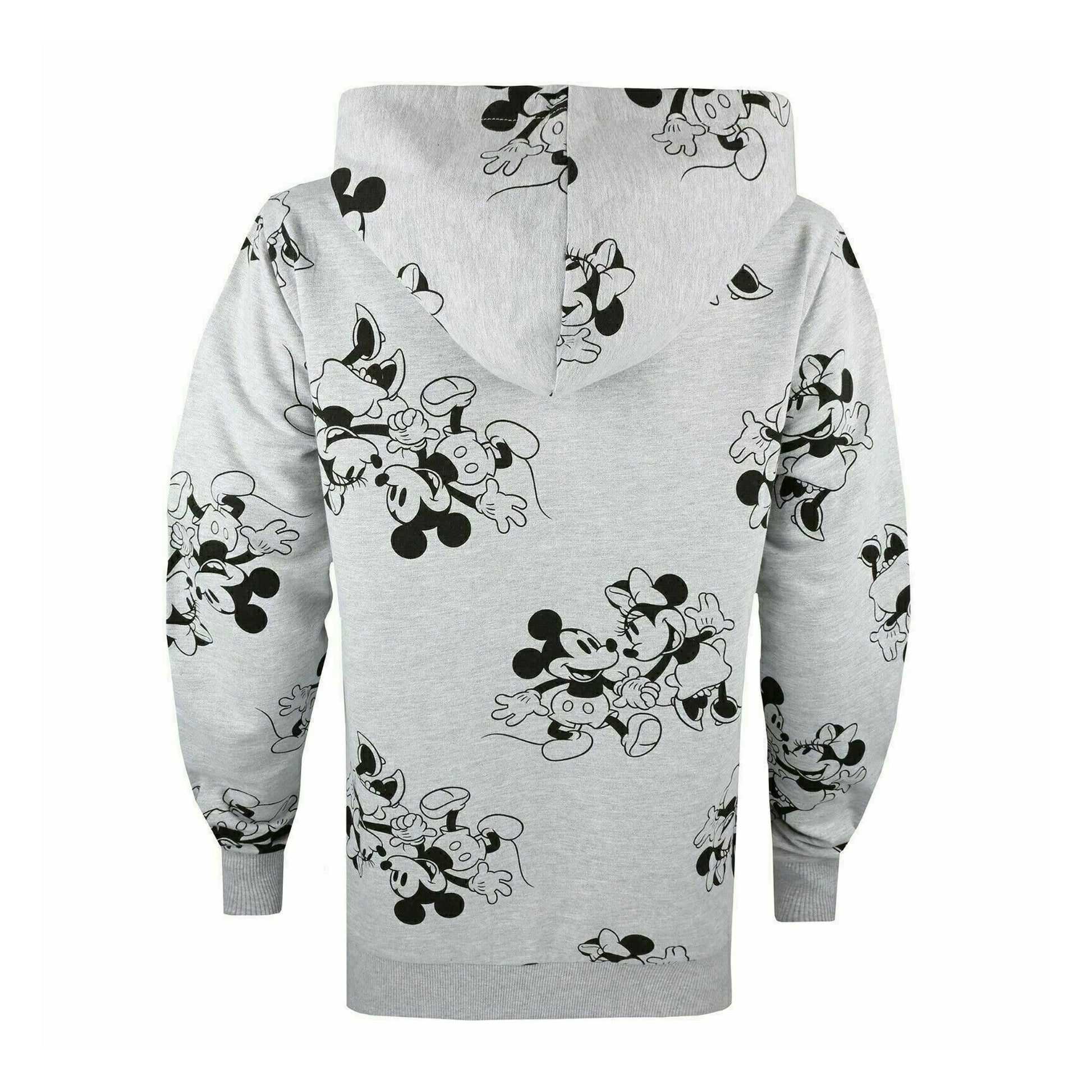 Heather Grey - Back - Disney Womens-Ladies Mickey & Minnie Mouse All-Over Print Hoodie