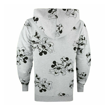 Heather Grey - Back - Disney Womens-Ladies Mickey & Minnie Mouse All-Over Print Hoodie