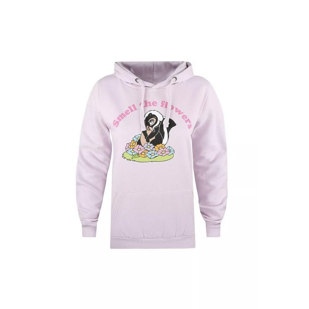 Lavender - Front - Bambi Womens-Ladies Smell The Flowers Hoodie