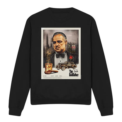 Black - Front - The Godfather Unisex Adult Vintage Poster Sweatshirt