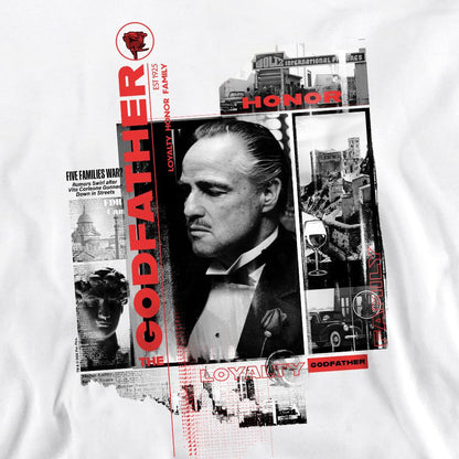 White - Pack Shot - The Godfather Unisex Adult Don Vito Corleone Collage Sweatshirt
