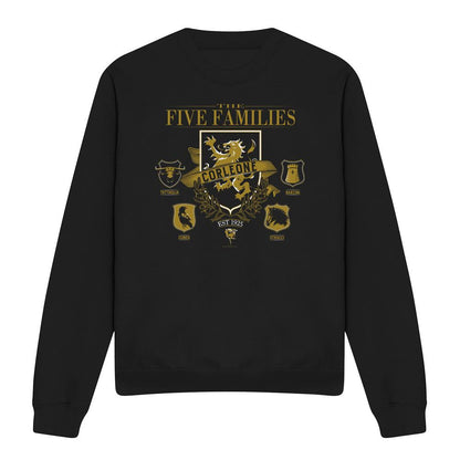 Black - Front - The Godfather Unisex Adult Five Families Logos Sweatshirt