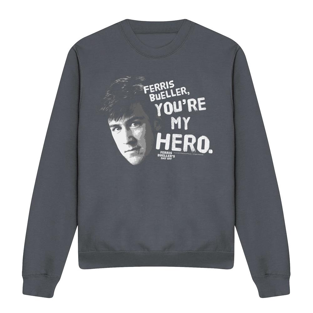 Charcoal - Front - Ferris Bueller´s Day Off Unisex Adult My Hero Sweatshirt