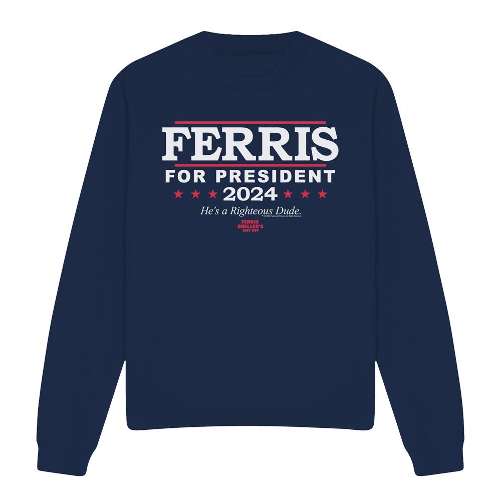 Navy - Front - Ferris Bueller´s Day Off Unisex Adult Ferris For President Sweatshirt