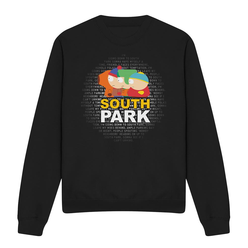 Black - Front - South Park Unisex Adult Lyrics Sweatshirt
