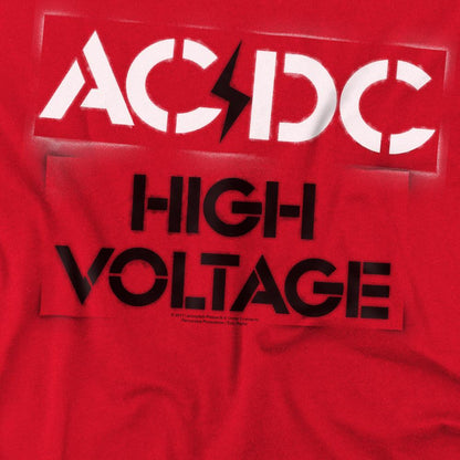 Red - Pack Shot - AC-DC Mens High Voltage Stencil T-Shirt