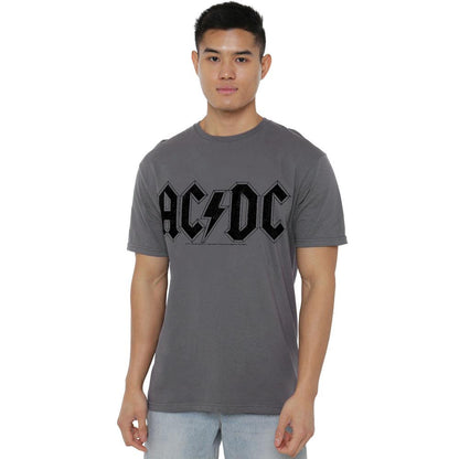 Charcoal - Side - AC-DC Mens Worn Logo T-Shirt
