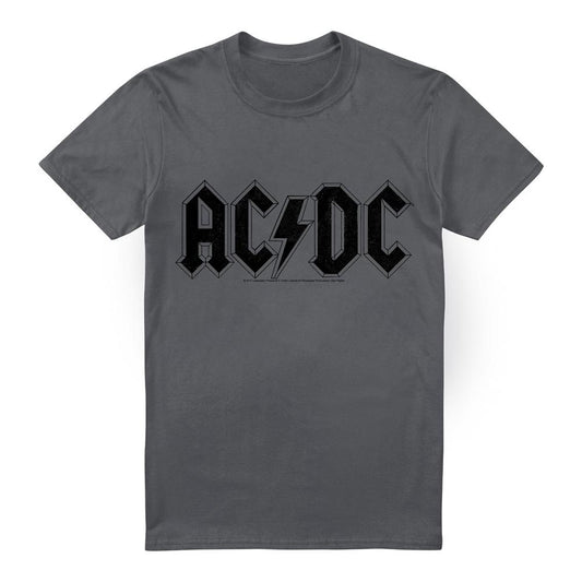 Charcoal - Front - AC-DC Mens Worn Logo T-Shirt