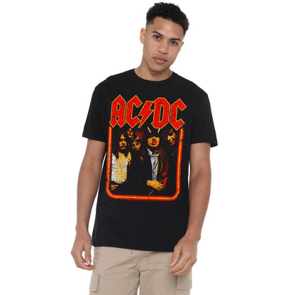 Black - Side - AC-DC Mens Group Distressed T-Shirt